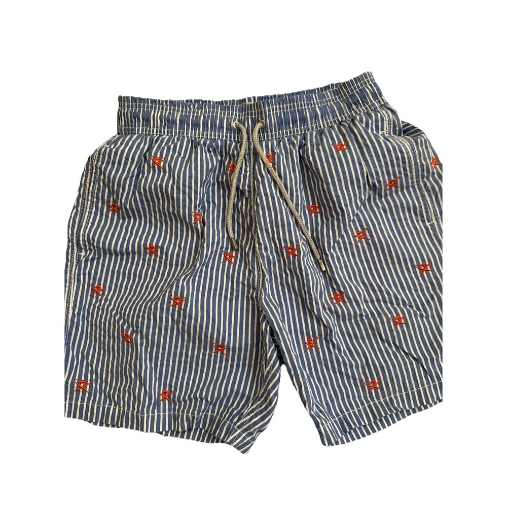 Hackett London Blue White Striped Swim Shorts SZ Large